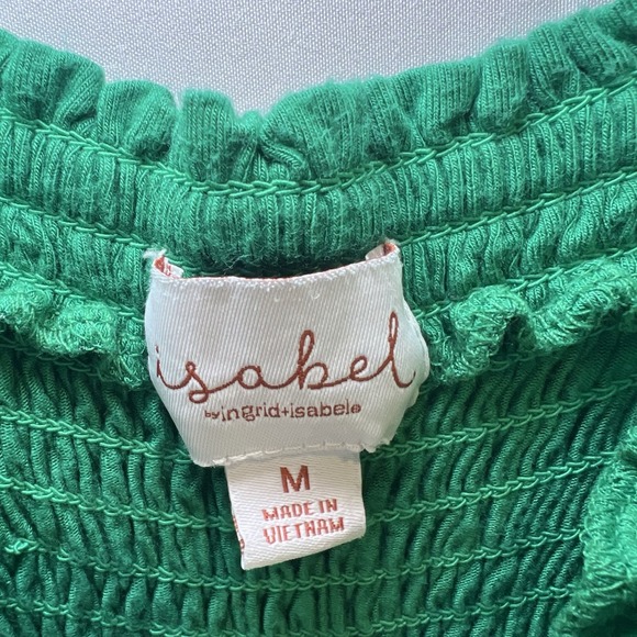 Ingrid & Isabel Maternity Kelly Green Stretch Smocked Jumpsuit Romper Medium - Picture 4 of 7